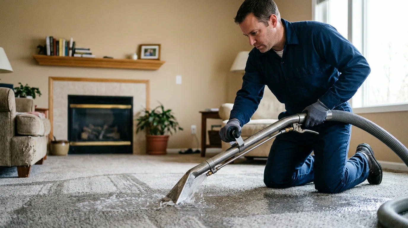 Water damage restoration technician working near Tonica, IL